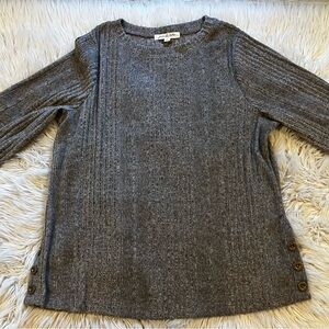 Joie de Vivre Brown Ribbed Crew Neck Sweater